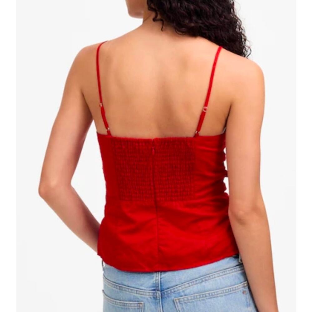 Madewell Ruched Squareneck Tank in Linen-Cotton Size 2 NWT - Picture 4 of 7